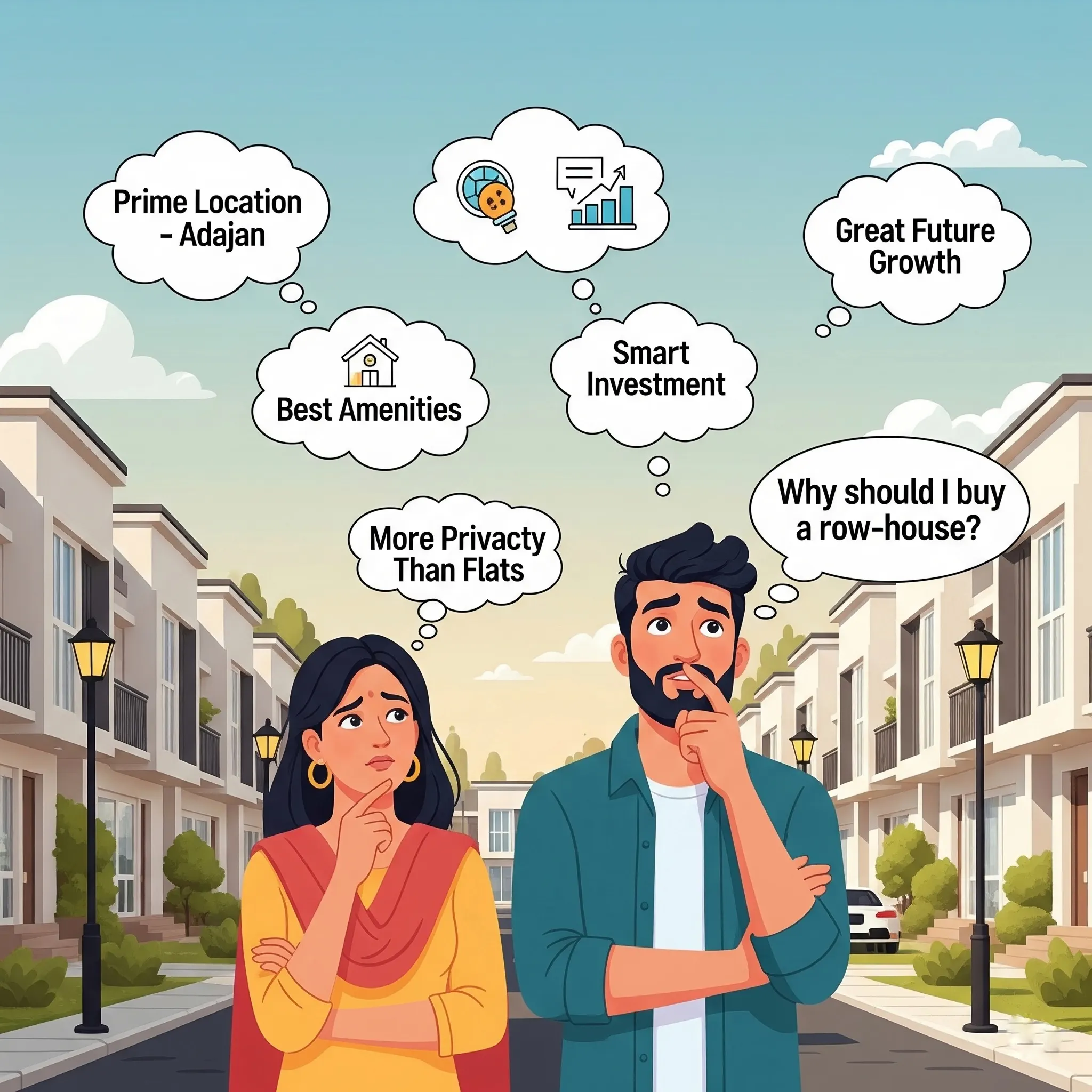 Why buy row-house in Adajan Surat – Affordable 2 & 3 BHK independent row-house near Adajan with privacy, amenities & future value